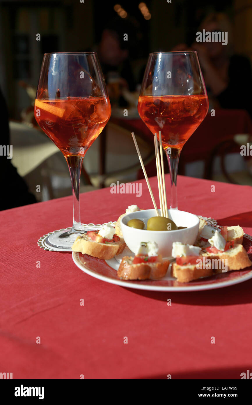 Spritz aperitivo and antipasto, Verona, Italy, Stock Photo Alamy