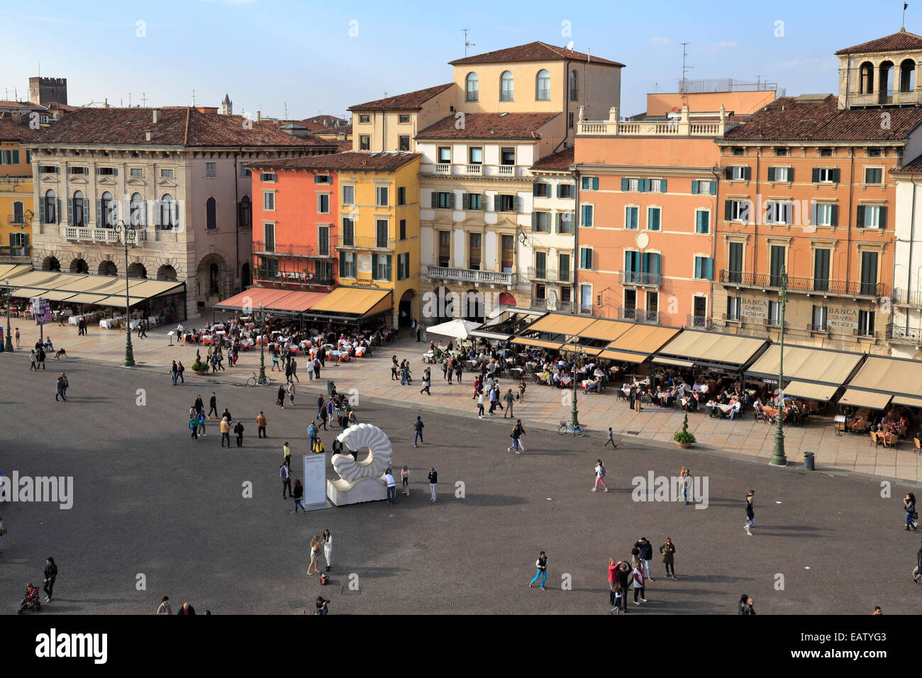 Piazza Bra from the Arena, Verona, Italy, Veneto. Stock Photo