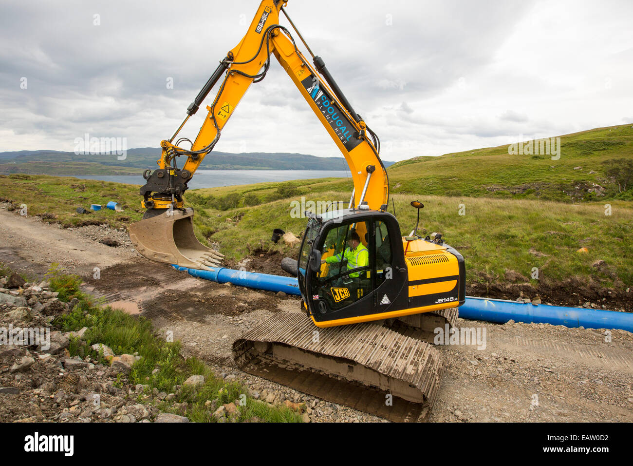 A 700 Kw hydro power plant being constructed on the slopes of Ben more, Isle of Mull, Scotland, UK. Stock Photo