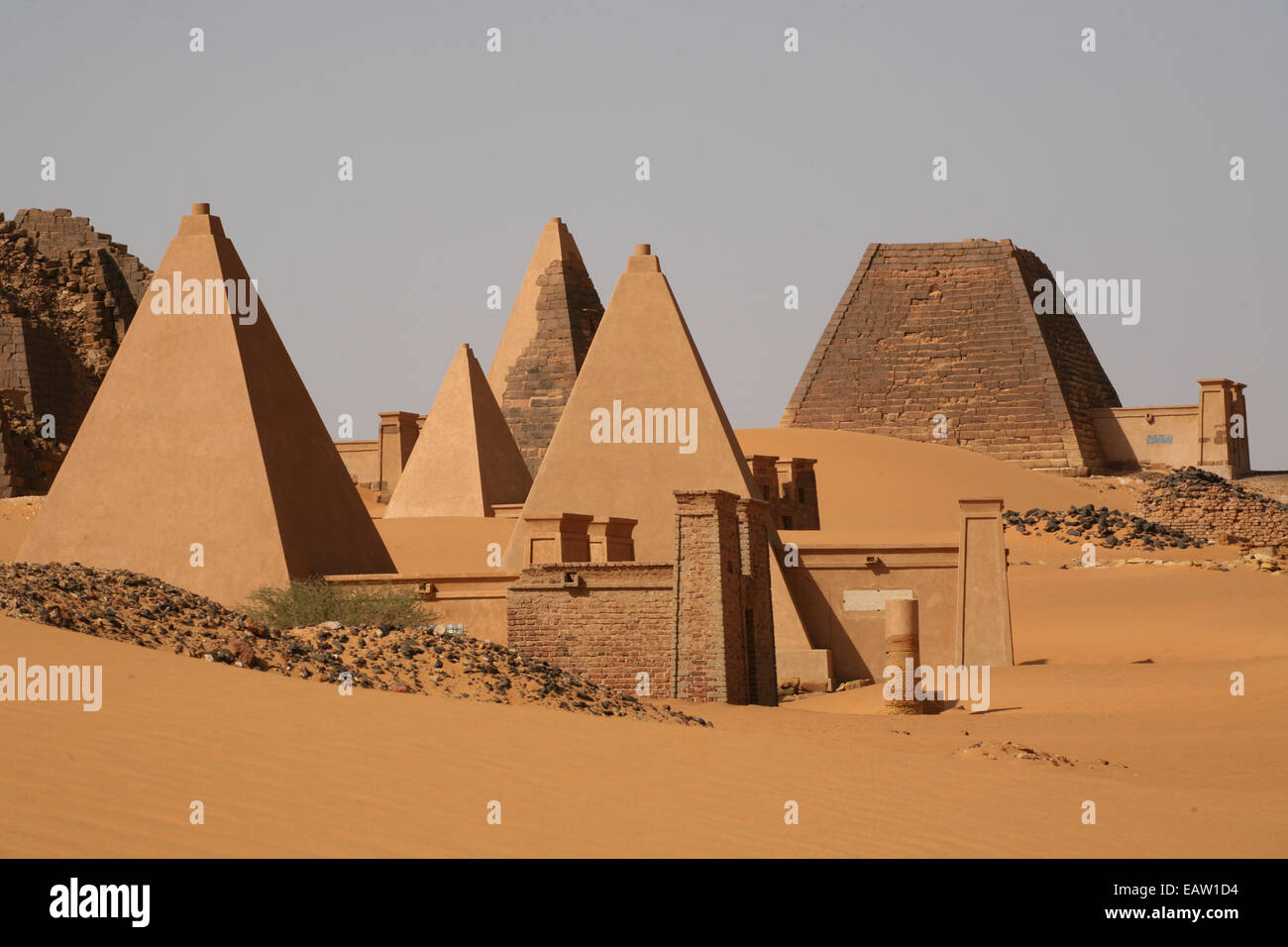 Meroe pyramids in the sahara desert Sudan Stock Photo