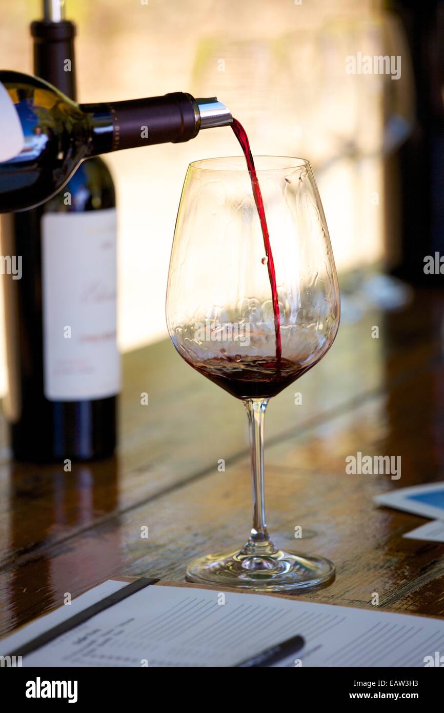 Pouring wine at Spring Mountain Vineyards in Napa, California Stock Photo
