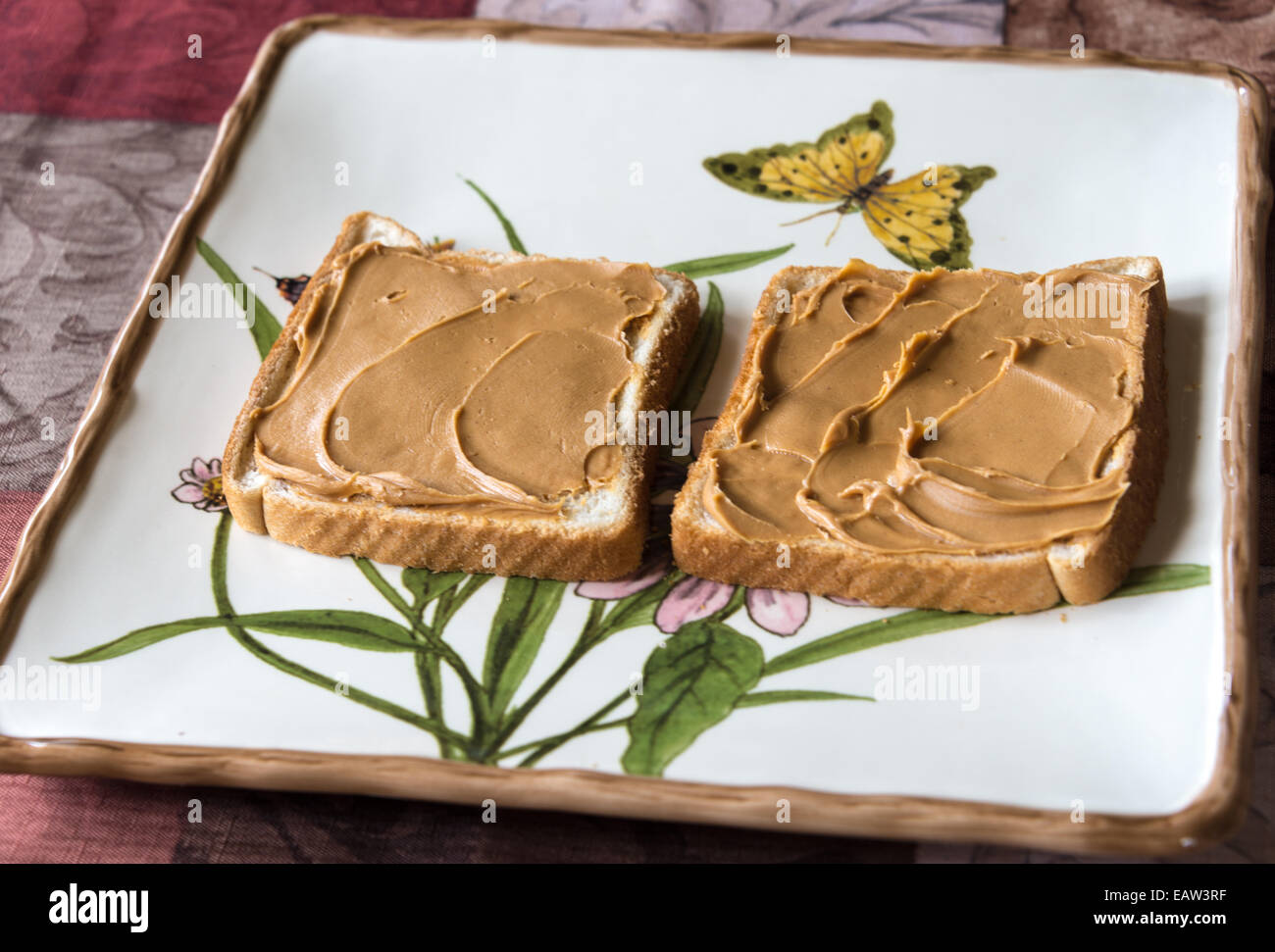 Peanut Butter Bread Sandwich Closeup Stock Photo