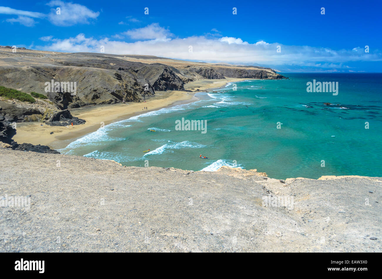Aerial View of a Beach in Fuerteventura, Canary Islands, Spain Stock Photo