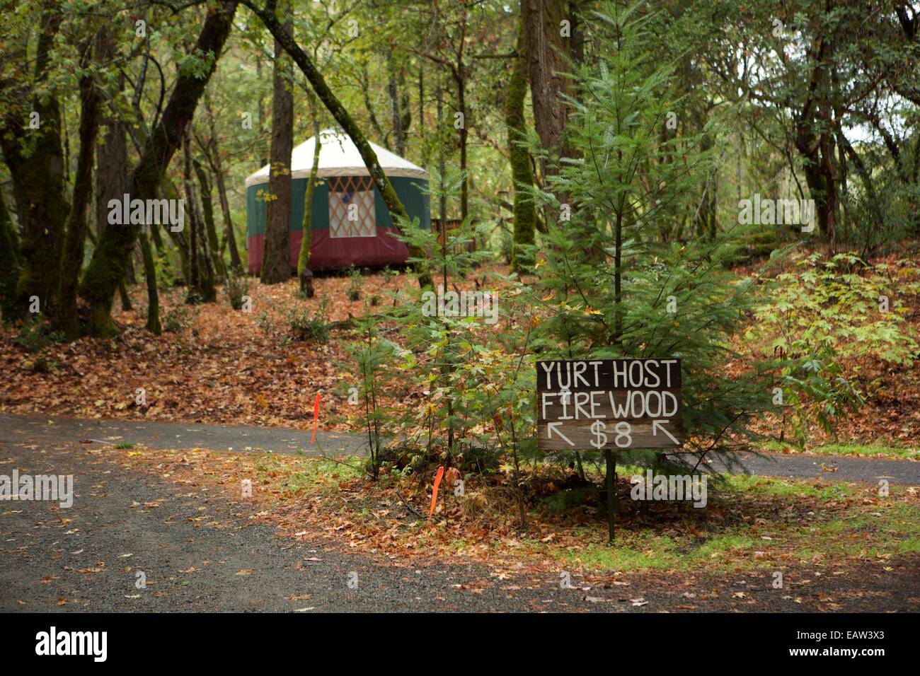 Yurts at Bothe-Napa Valley State Park in Calistoga, California Stock Photo