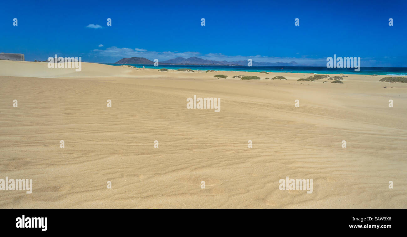 Sandy Dunes at Corralejo beach, Fuerteventura Island, Spain Stock Photo