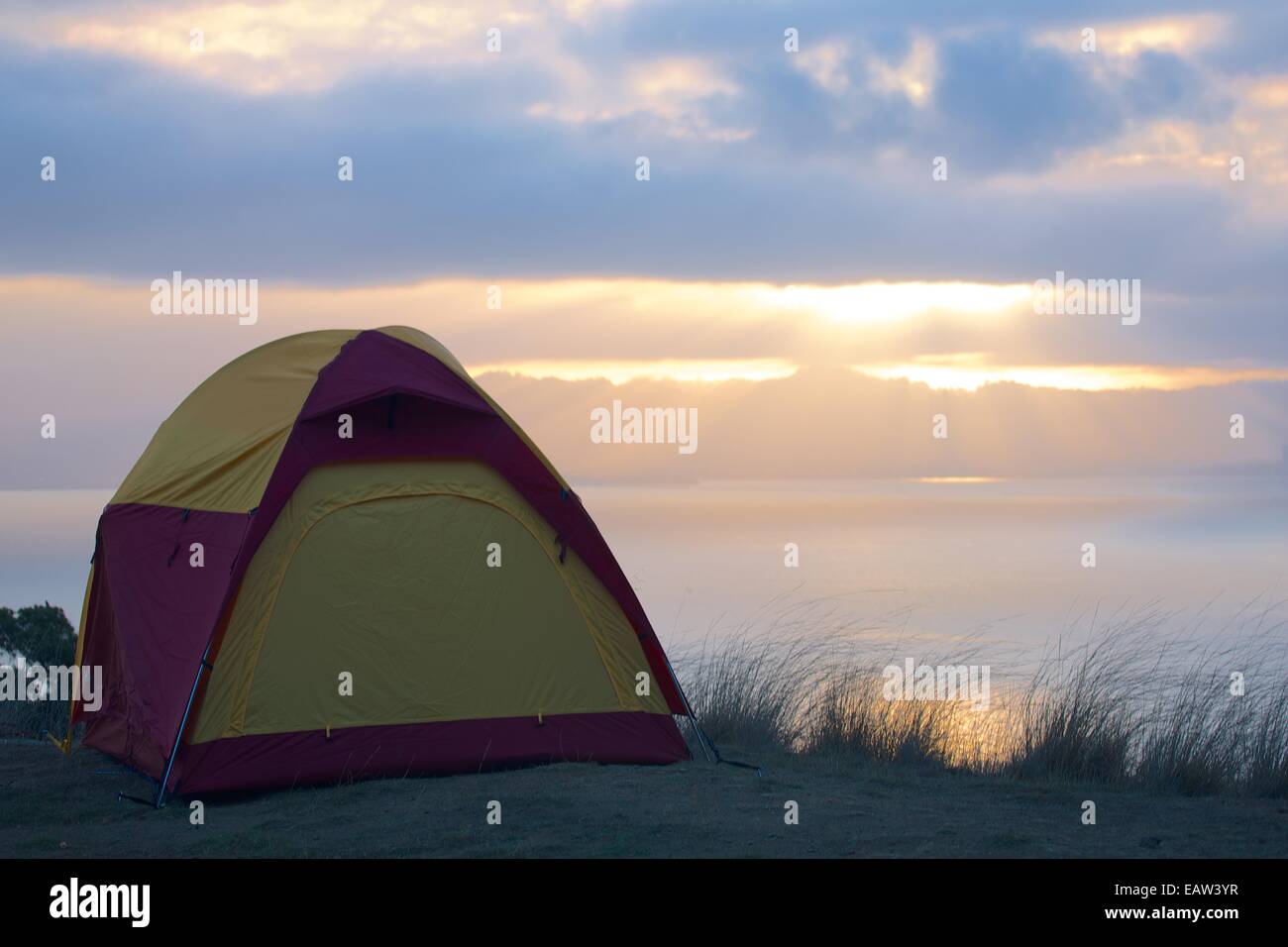 Backcountry camping on Angel Island in San Francisco Bay Stock Photo