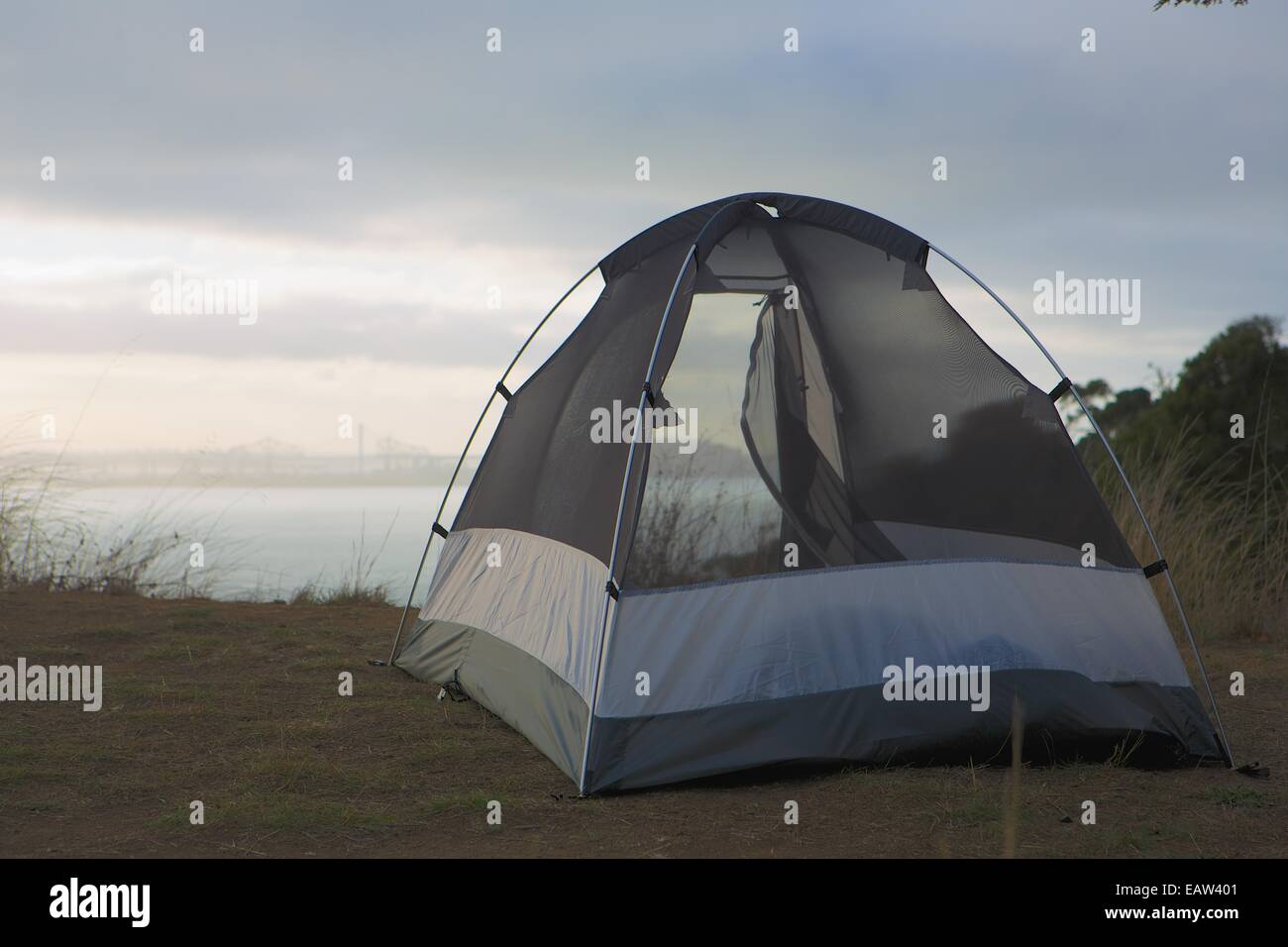 Backcountry camping on Angel Island in San Francisco Bay Stock Photo
