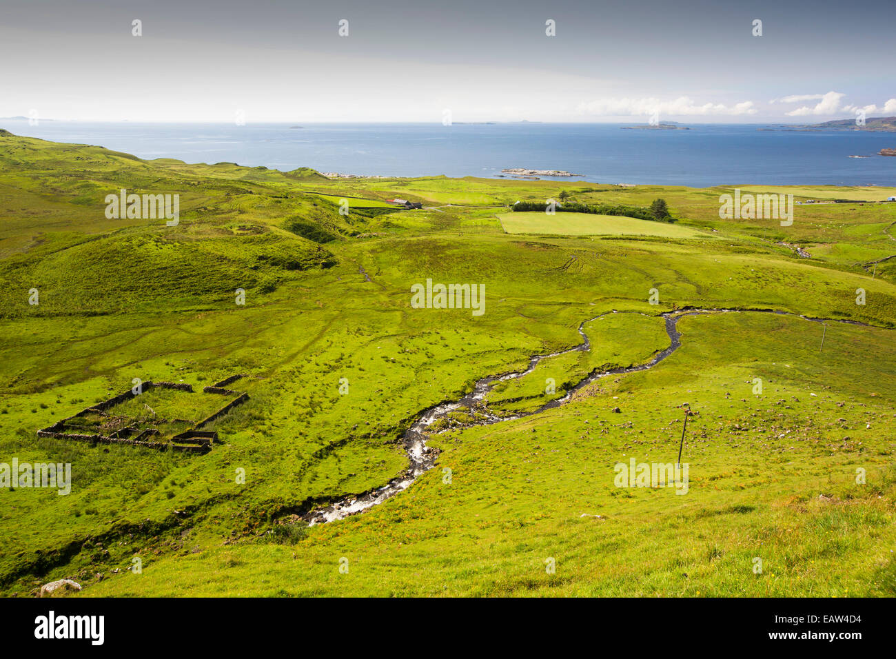 A river running down towards Loch Na Keal on the Isle of Mull, Scotland, UK. Stock Photo