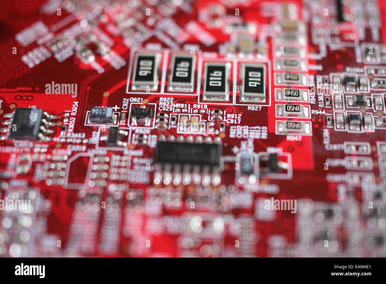 Closeup of electronic circuit board Stock Photo