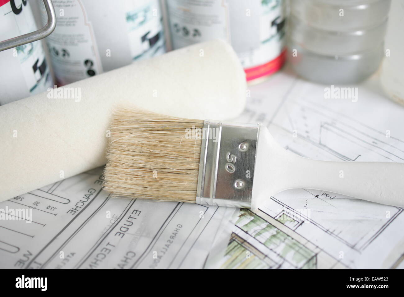 Decorating & Painting tools and materials Stock Photo Alamy