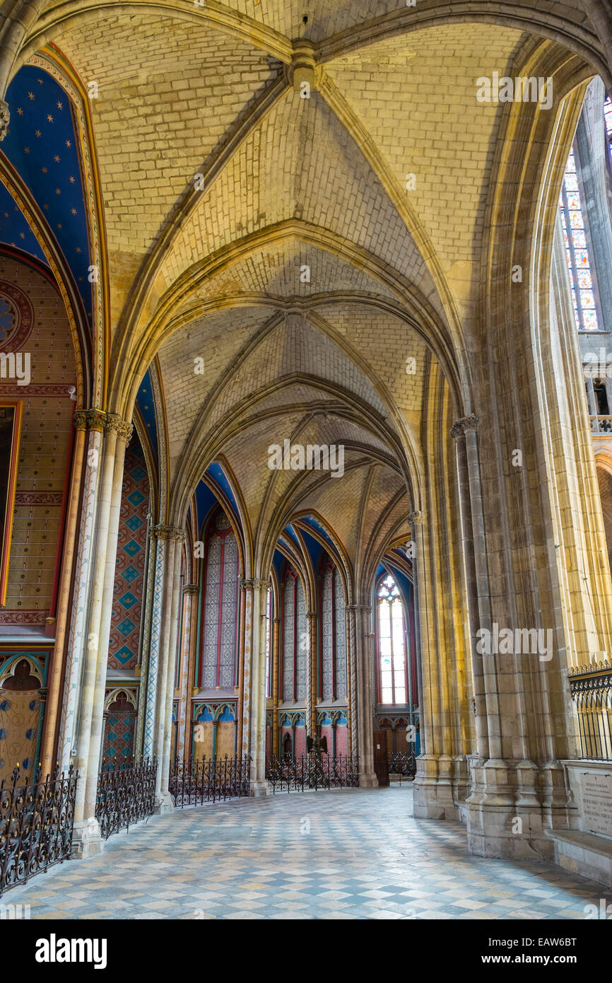Interior ambulatory of Orleans Cathedral (Basilique Cath√©drale Sainte-Croix), Orleans, Loiret Department, Centre, France Stock Photo