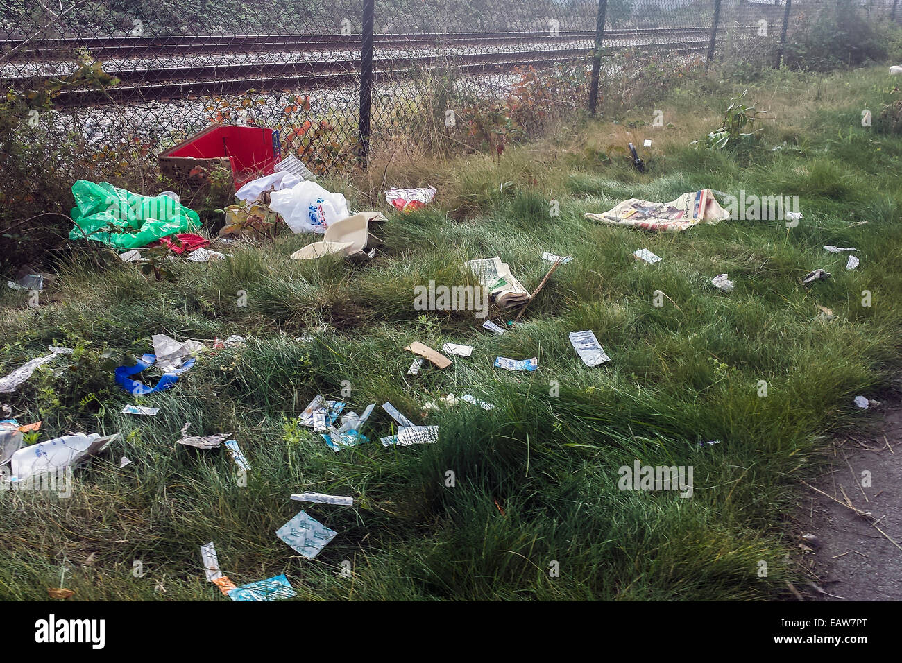 waste trash rubbish dumped tip an illegal social issue causing environmental pollution, smell, stink Stock Photo