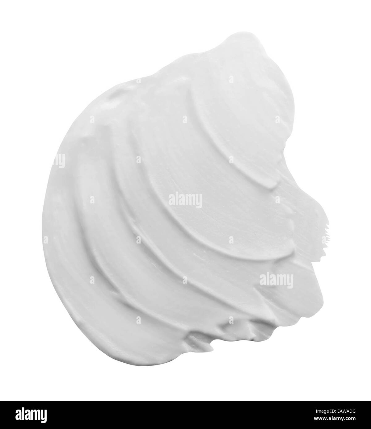Stroke of White Beauty Cream Isolated on White Background. Clipping Path Stock Photo
