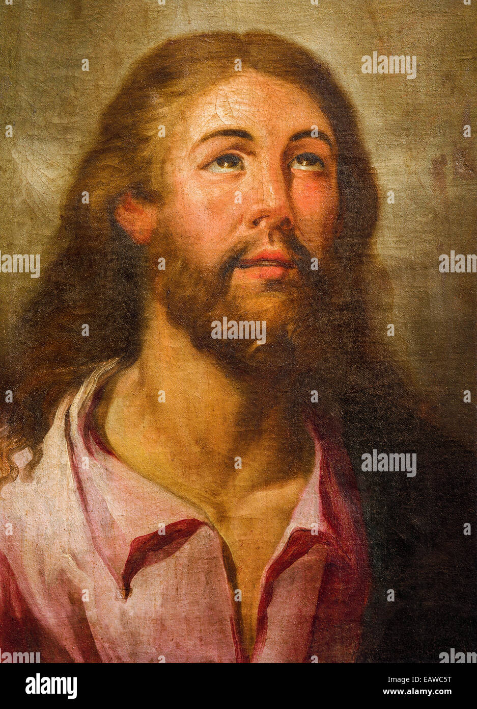 SEVILLE, SPAIN - OCTOBER 29, 2014:  The paint of Jesus Christ in the church Basilica del Maria Auxiliadora by unknown painter. Stock Photo