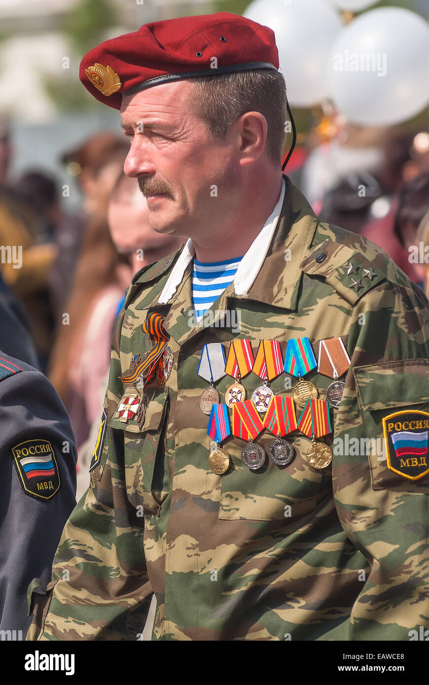 Colonel of police on Victory Day parade Stock Photo