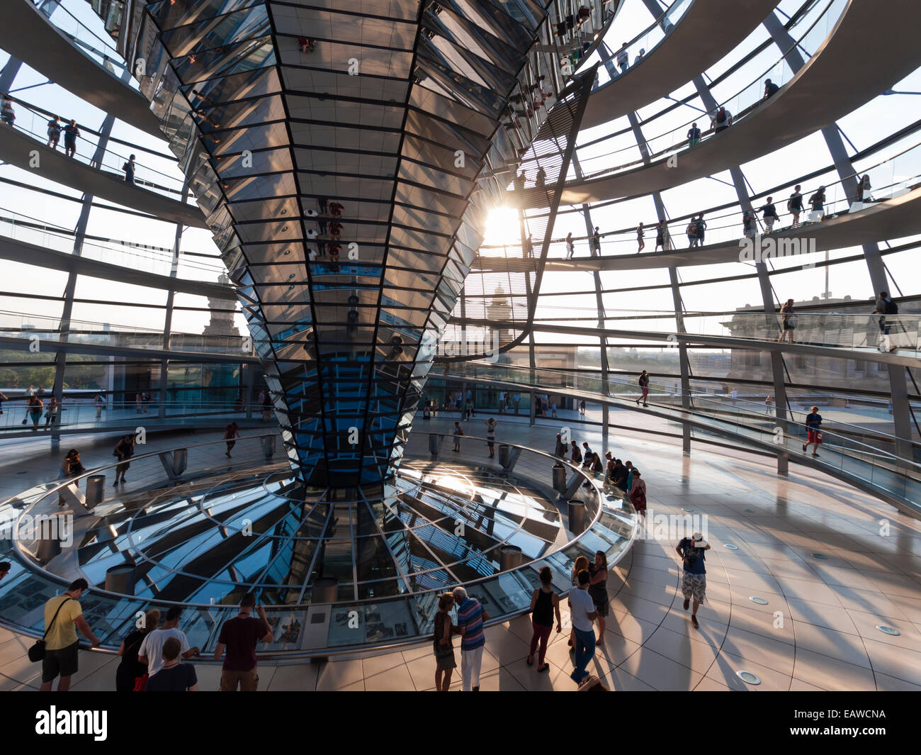 Glass dome on top of Berlin Reichstag, the German house of  parliament (designed by architect Sir Norman Foster) Stock Photo