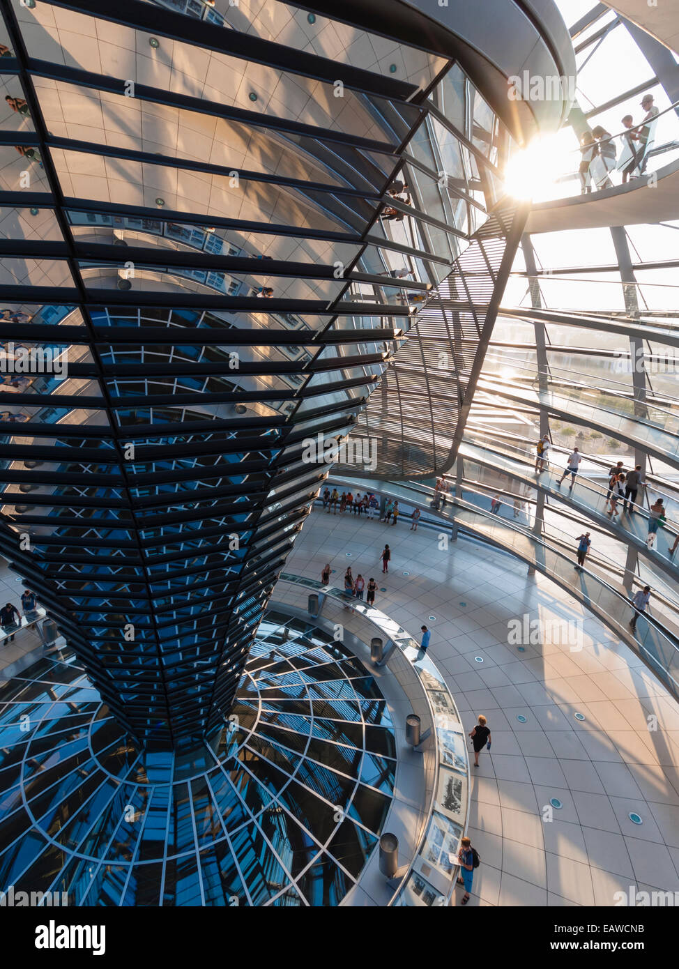 Glass dome on top of Berlin Reichstag, the German house of  parliament (designed by architect Sir Norman Foster) Stock Photo