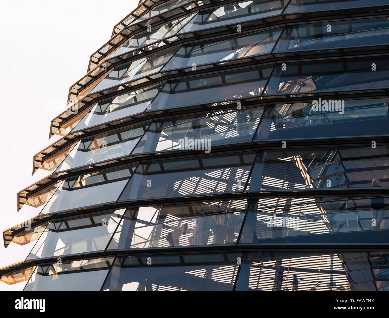 Glass dome on top of Berlin Reichstag, the German house of  parliament (designed by architect Sir Norman Foster). Stock Photo