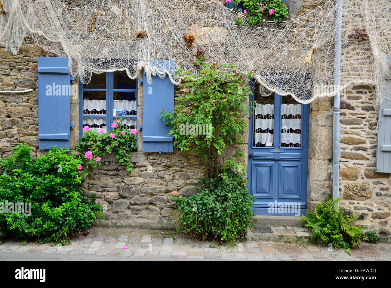 Typical stone house in St Suliac (classified most beautiful village in France), Brittany, France. Stock Photo