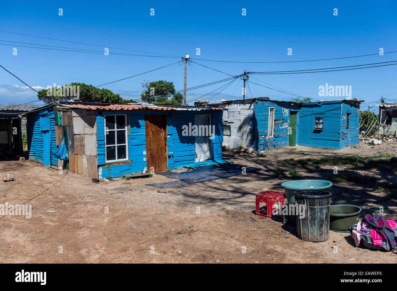 Township homes made of scrap metal for displaced African refugees Stock ...