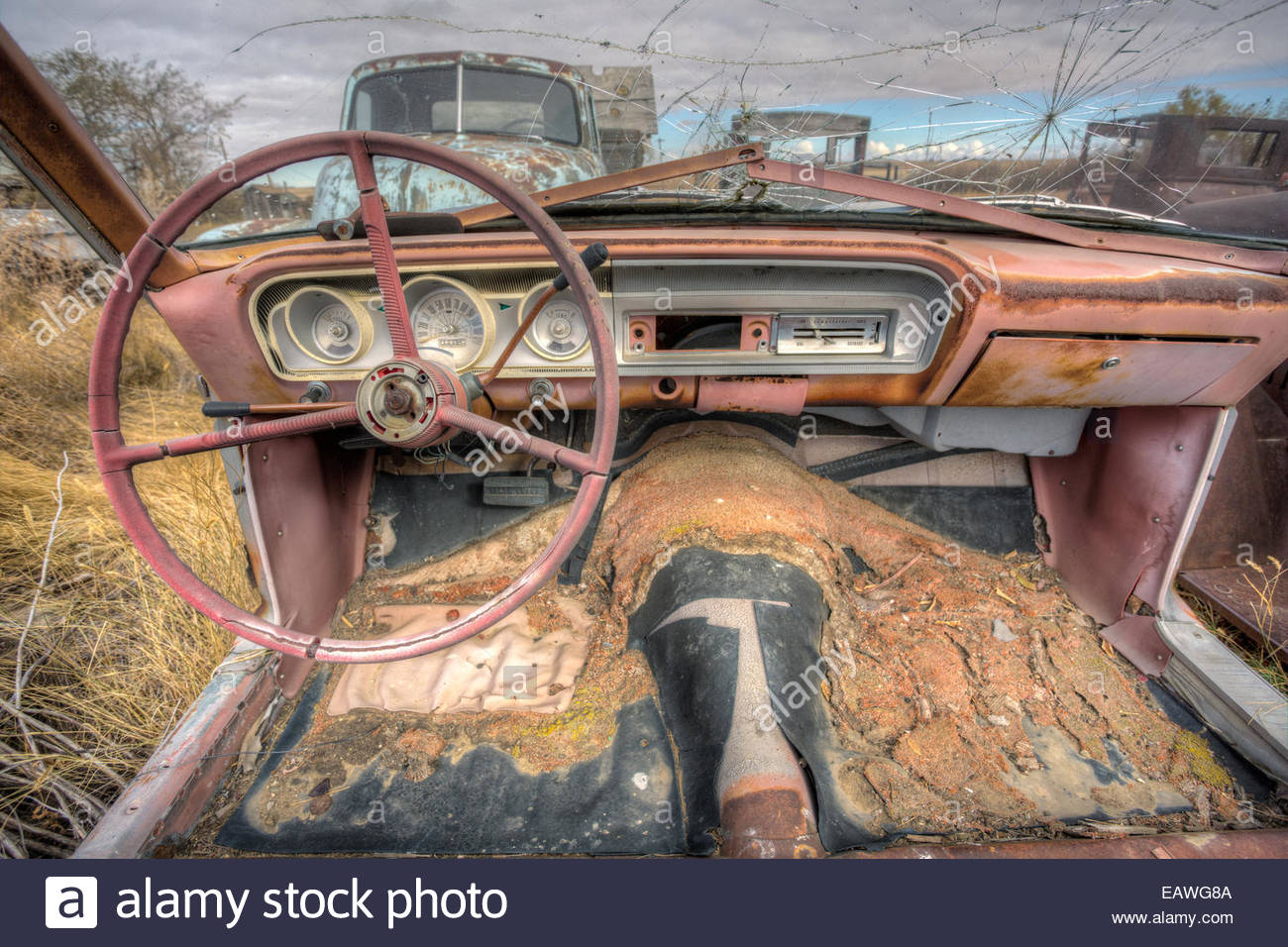 Interior Abandoned Car Scrap Stock Photos & Interior Abandoned Car