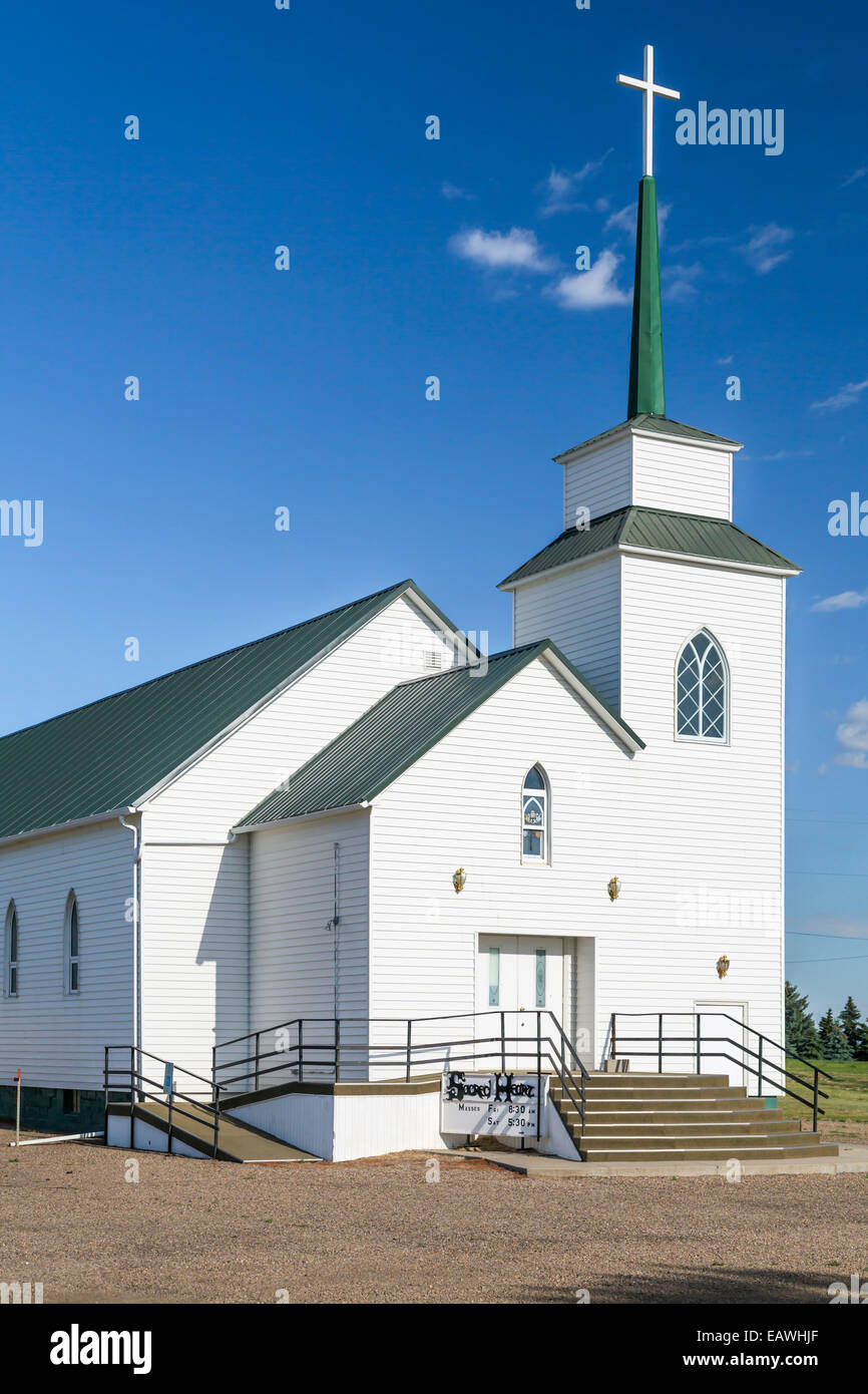 The Sacred Heart Catholic Church near Inverness, Montana, USA Stock