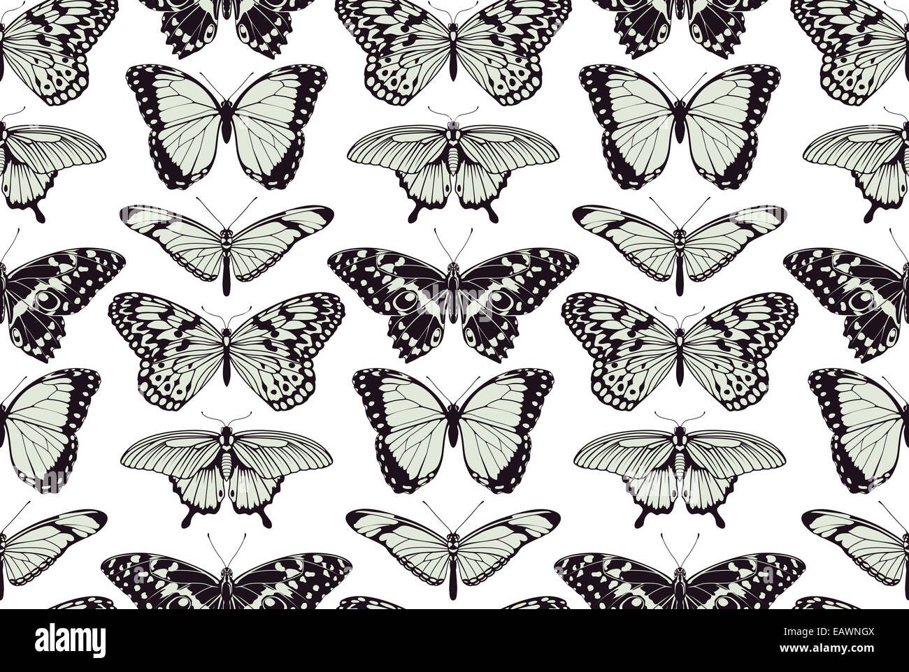 A butterfly seamless tilable vintage background pattern design illustration Stock Photo