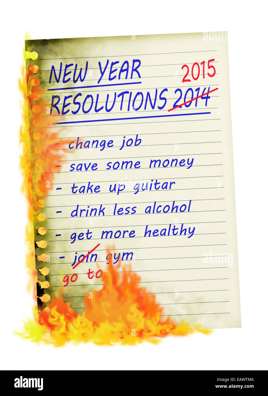 New Year resolutions up in smoke! Again! Stock Photo