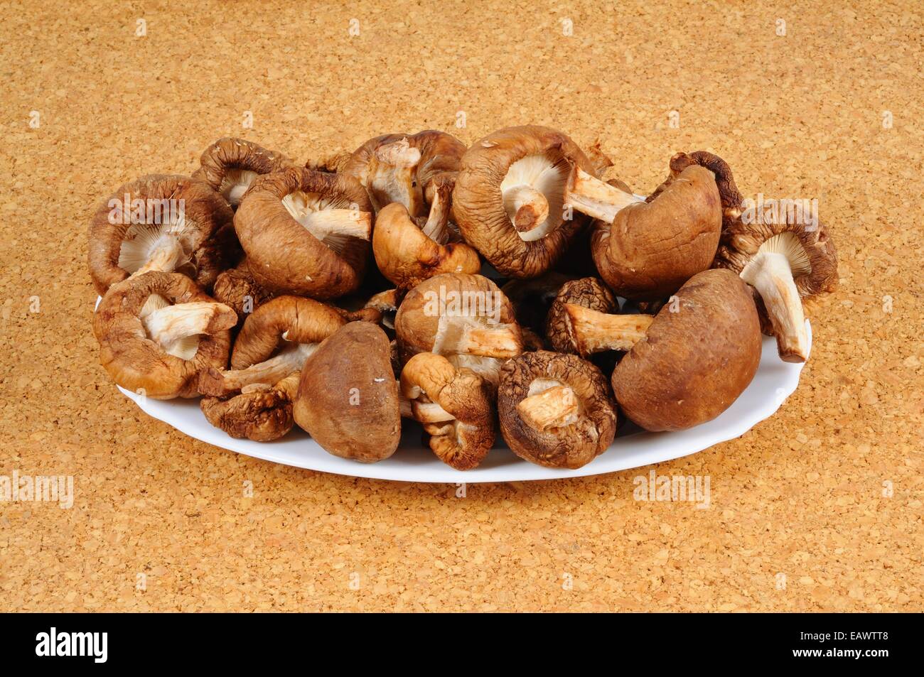 Raw Shiitake mushrooms Stock Photo