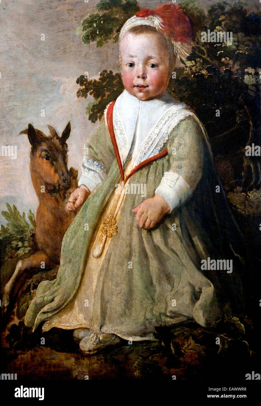 Portrait of a two ears old child Albert or Aelbert Jacobsz Cuyp 1620 –1691 Dutch Netherlands Stock Photo
