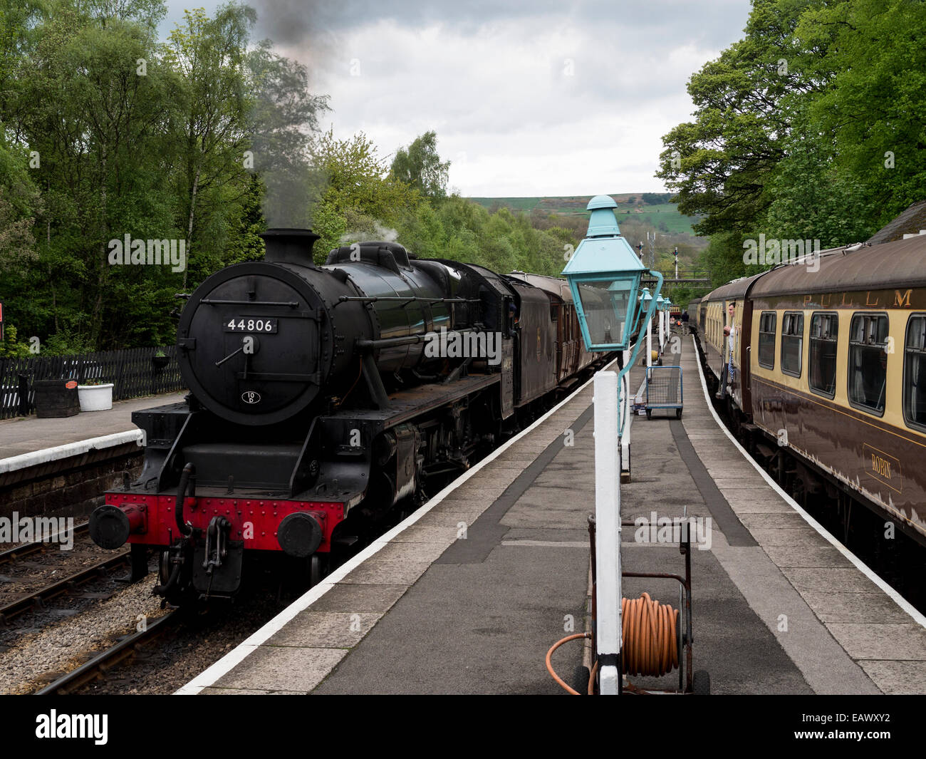 vintage steam locomotive Chiru, at Grosmont station on the North ...