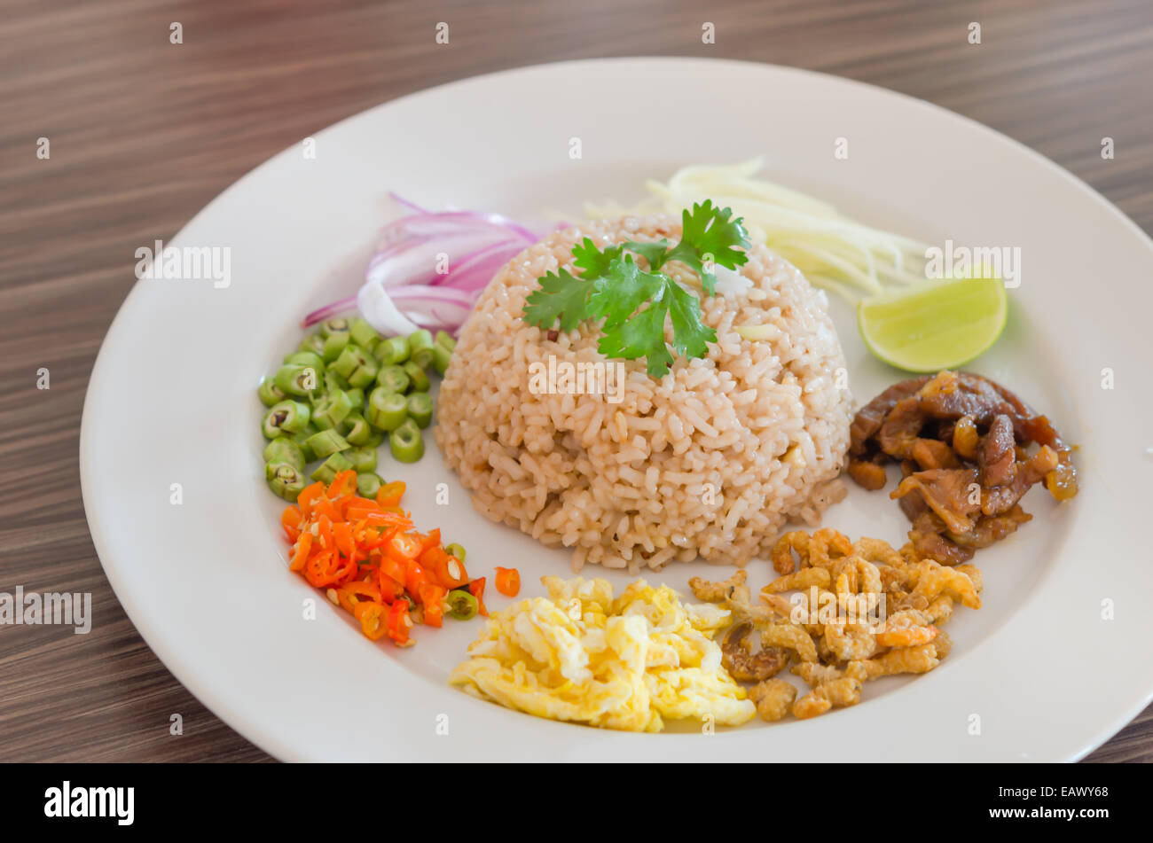 Mixed Cooked Rice Mixed cooked rice with shrimp paste sauce Stock Photo - Alamy