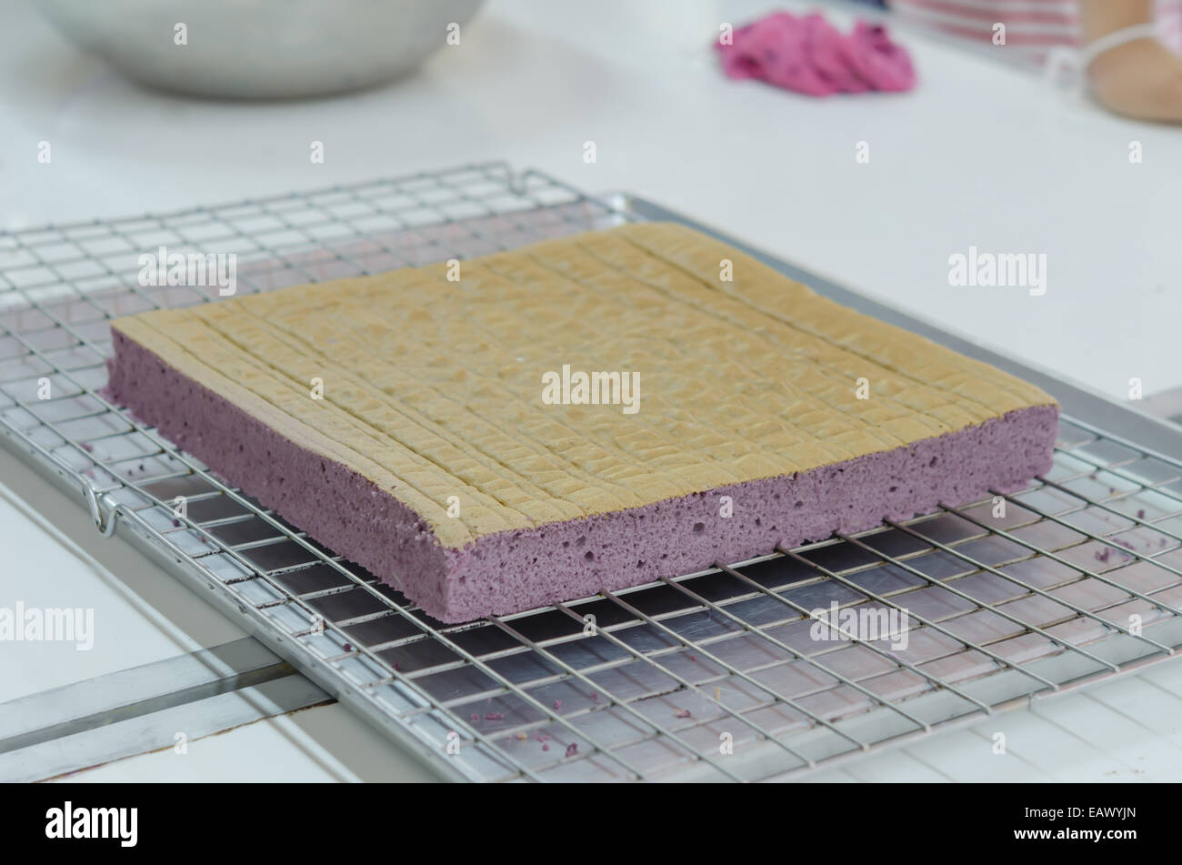 fresh taro cake  on a cooling grid Stock Photo