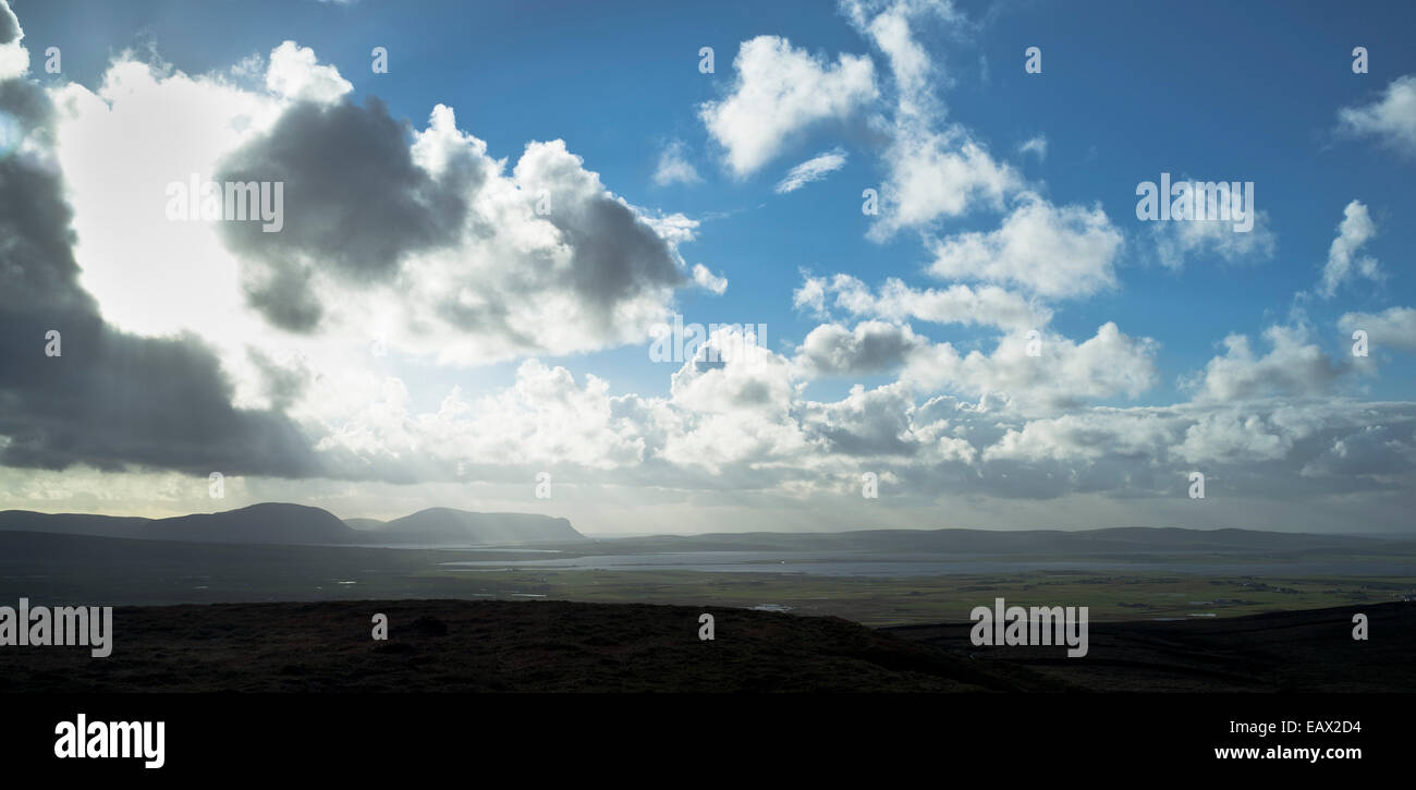 dh Harray Stenness Loch STENNESS MAINLAND ORKNEY SCOTLAND Autumn afternoon landscape skyscape landscapes dramatic rural uk Stock Photo