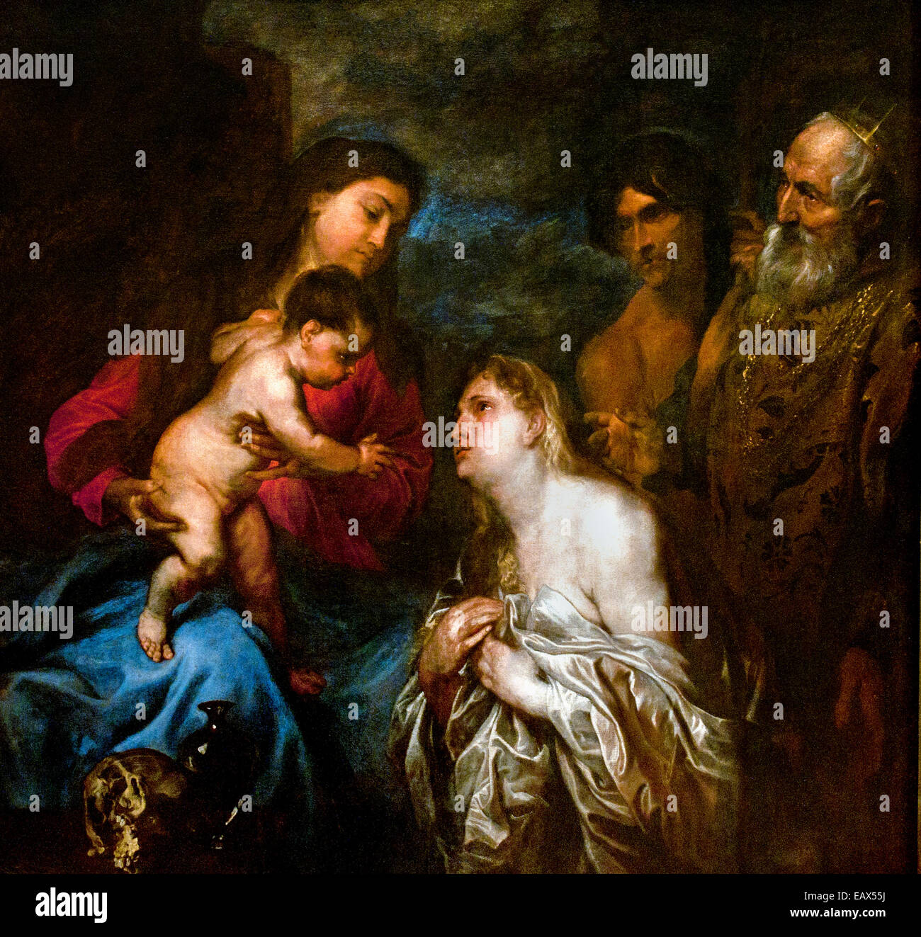 The Virgin and Child with Repentant Sinners by Anthony van Dyck (1599–1641)  Flemish Belgian Belgium Stock Photo