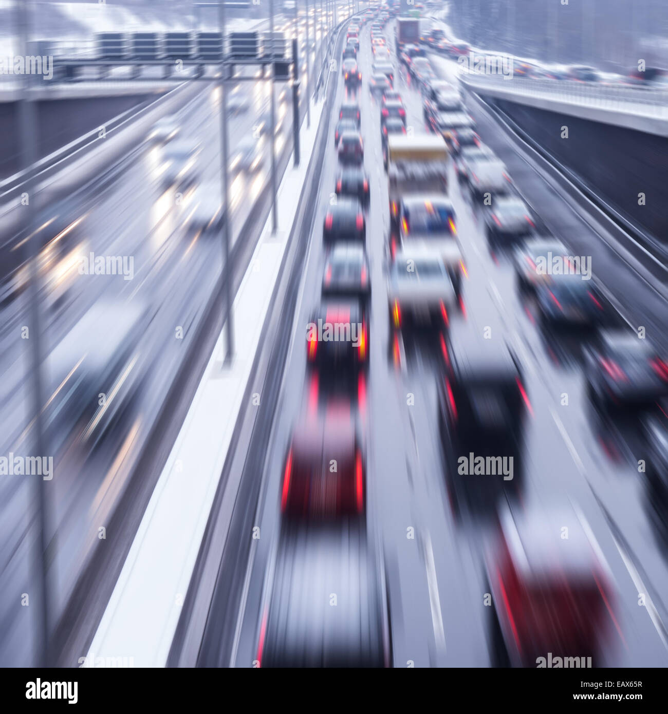 velocity on highway in winter Stock Photo