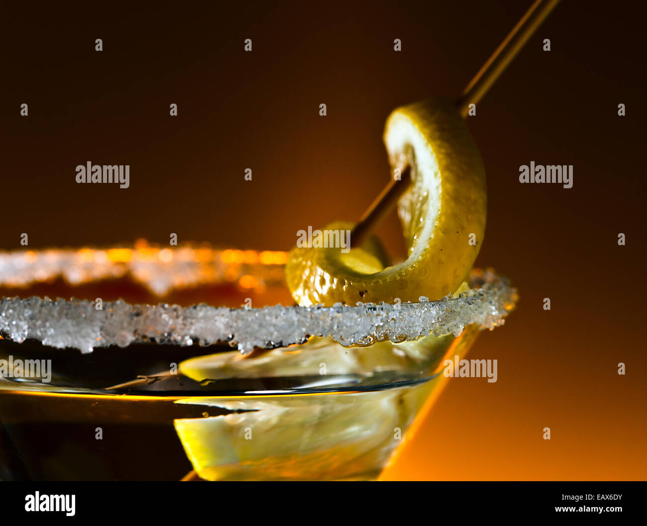 cocktail with lemon , focus on a peel Stock Photo