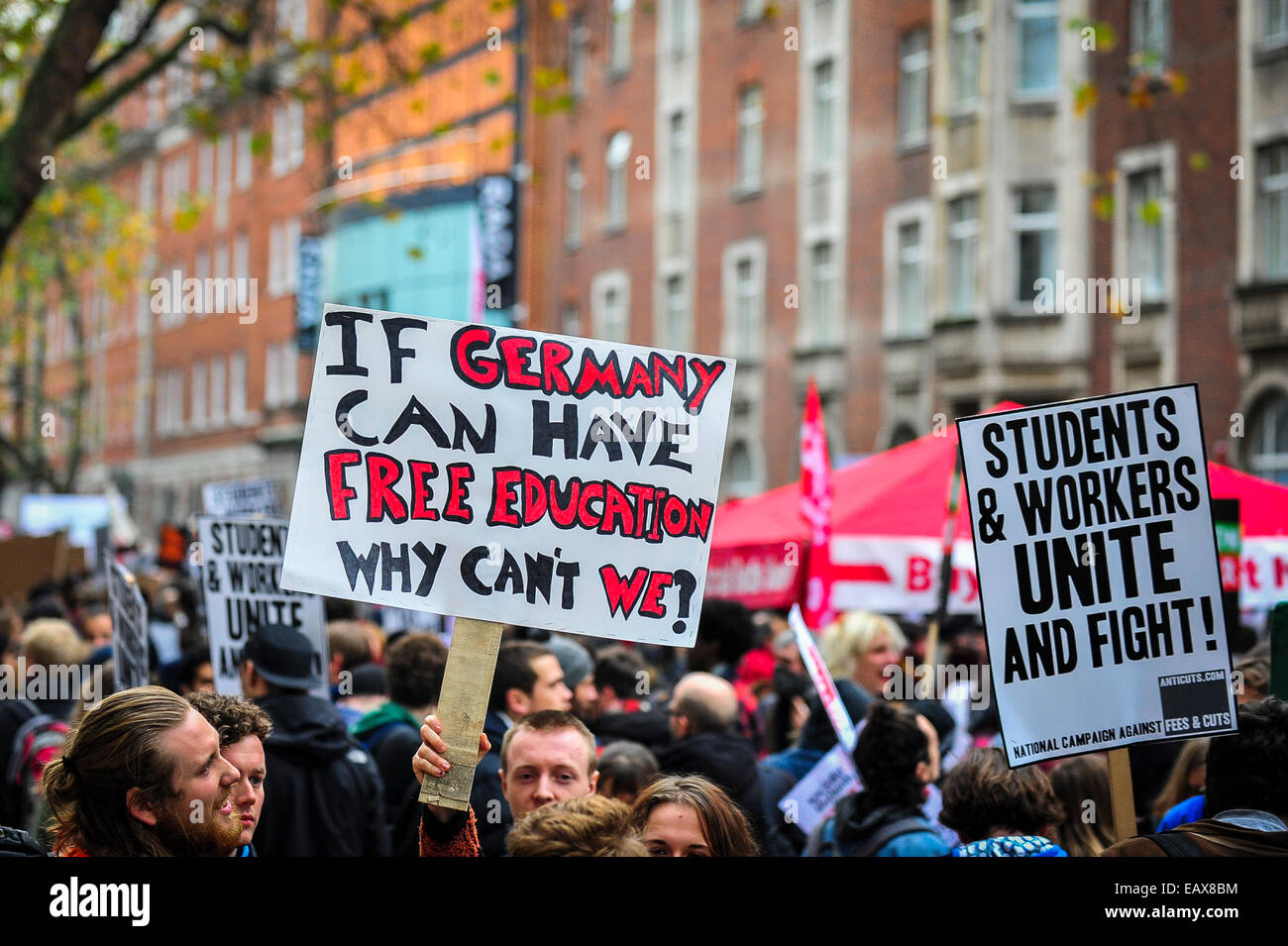 A student demonstration against education fees held in London. Stock Photo