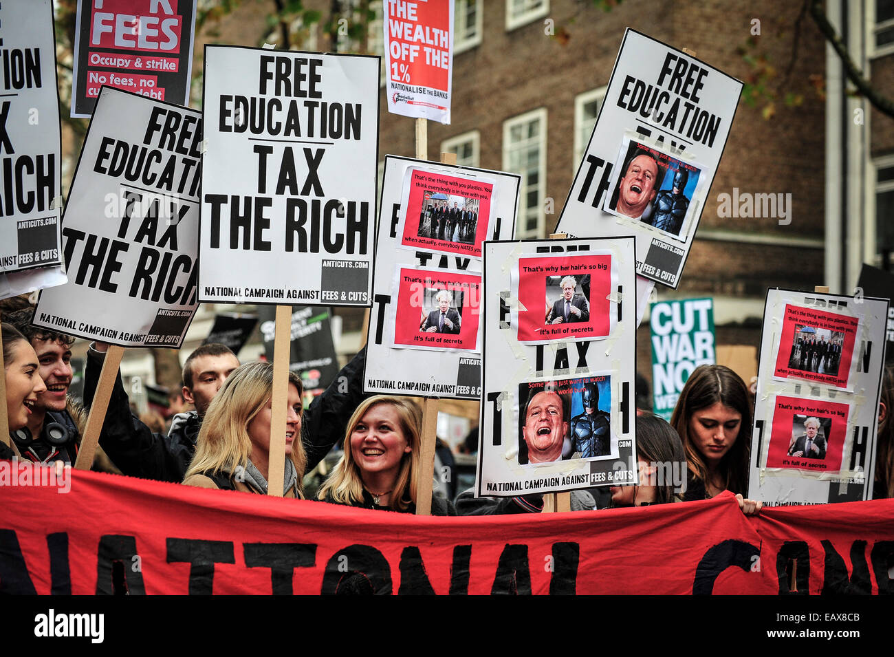 A student demonstration against education fees held in London. Stock Photo