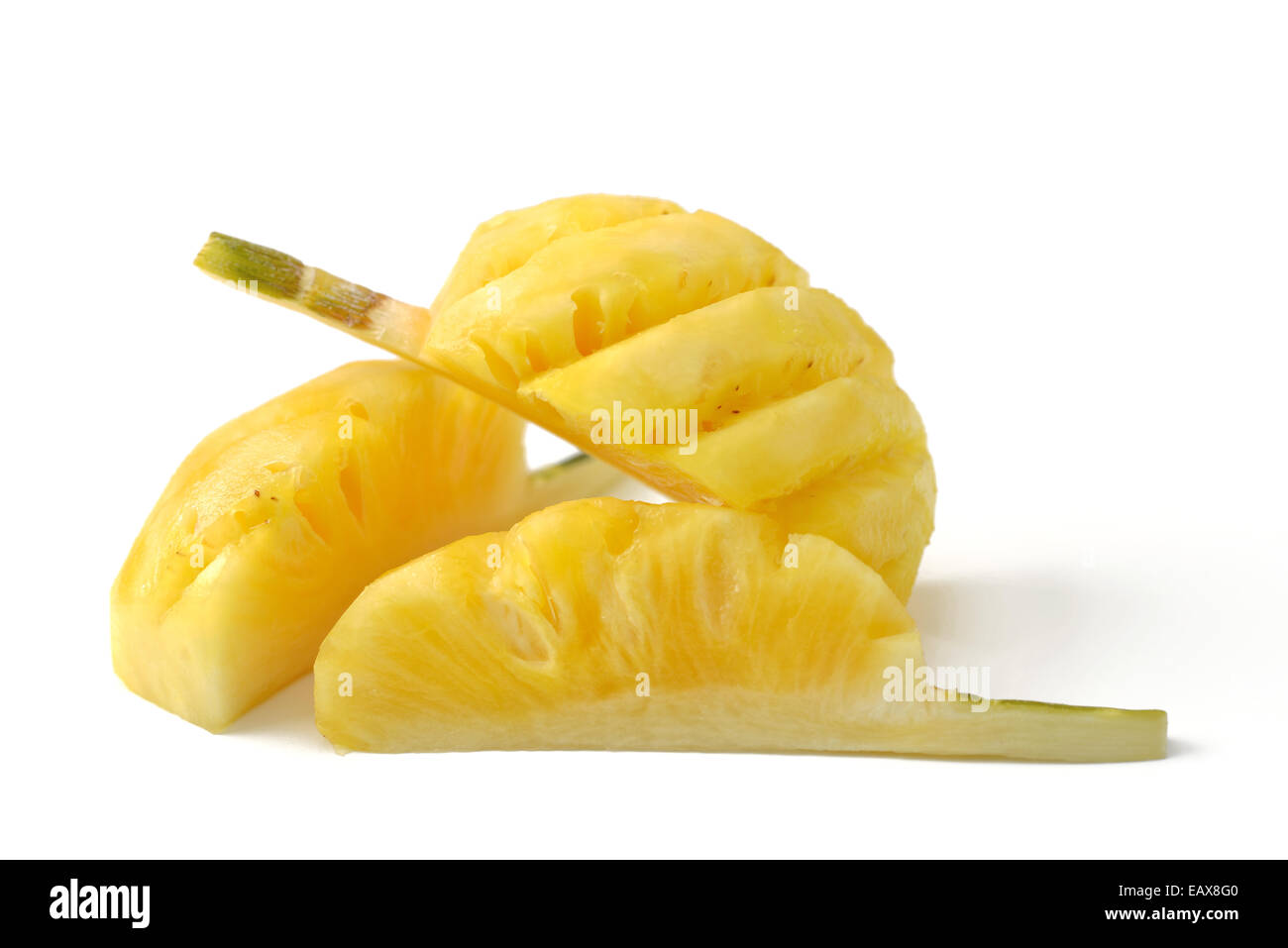pineapple Chunks isolated on white Stock Photo