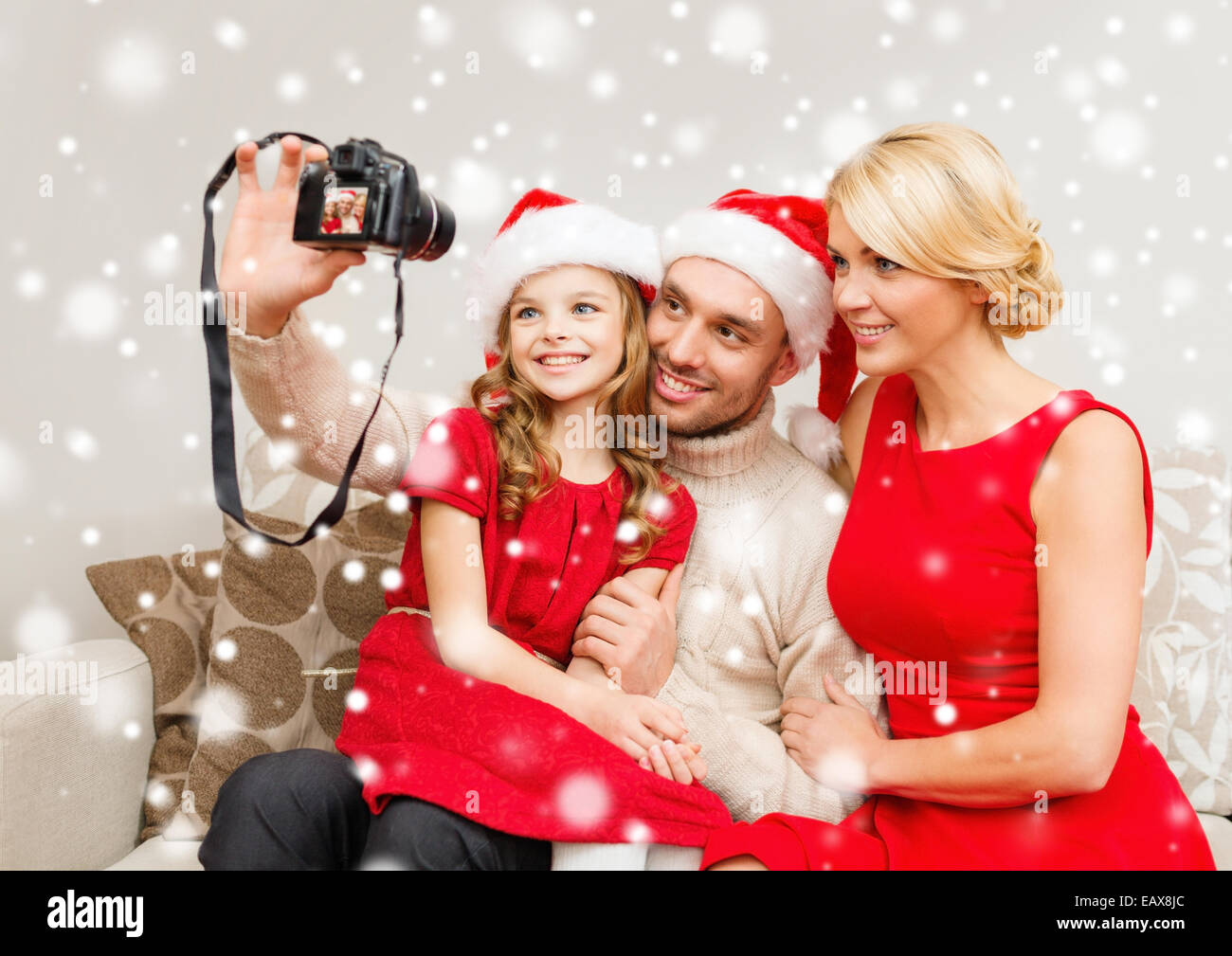 happy family with digital camera taking photo Stock Photo - Alamy