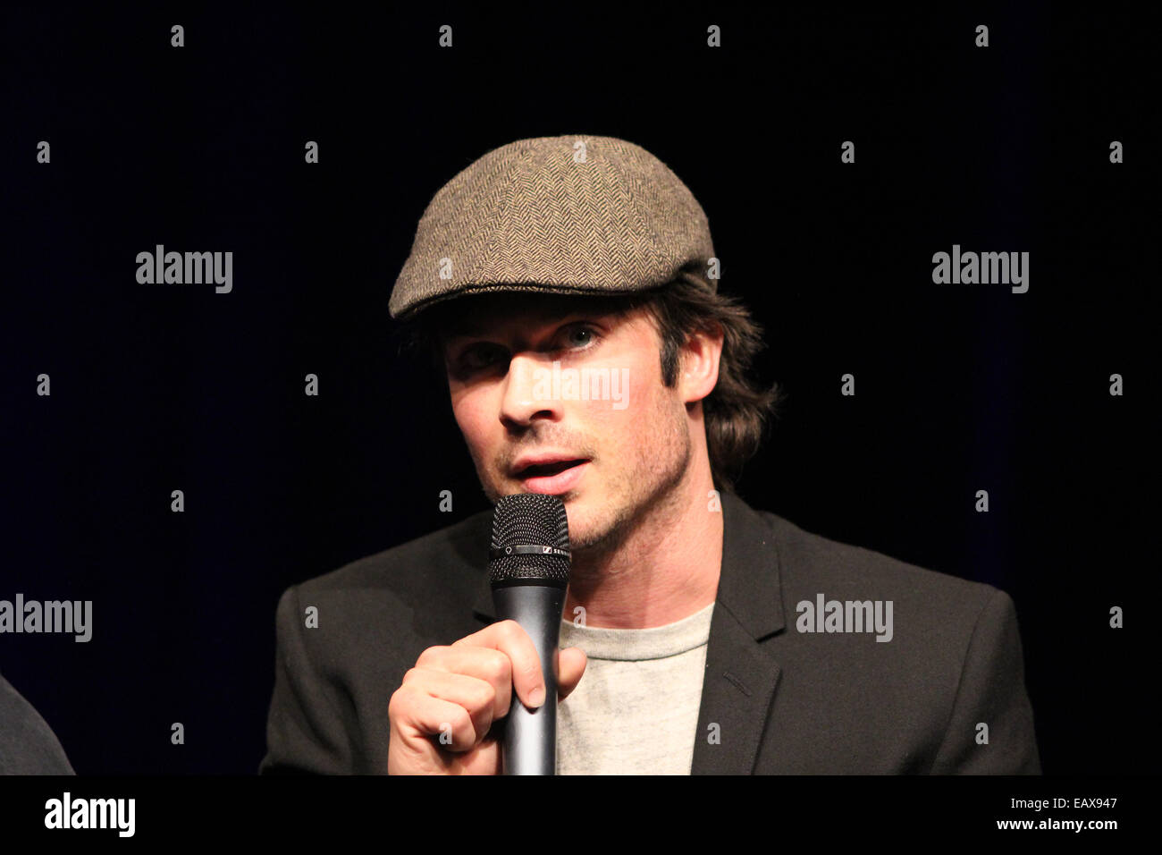 The cast of The Vampire Diaries attending the Bloody Night Con Europe press conference at The Egg Gallery.  Featuring: Ian Somerhalder Where: Brussels, Belgium When: 11 May 2014 Stock Photo