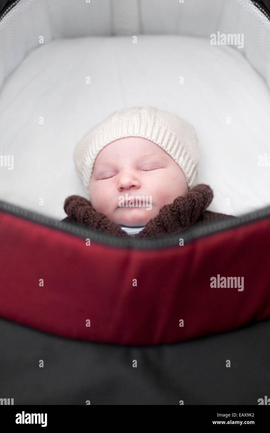 Baby sleeping in pram Stock Photo Alamy