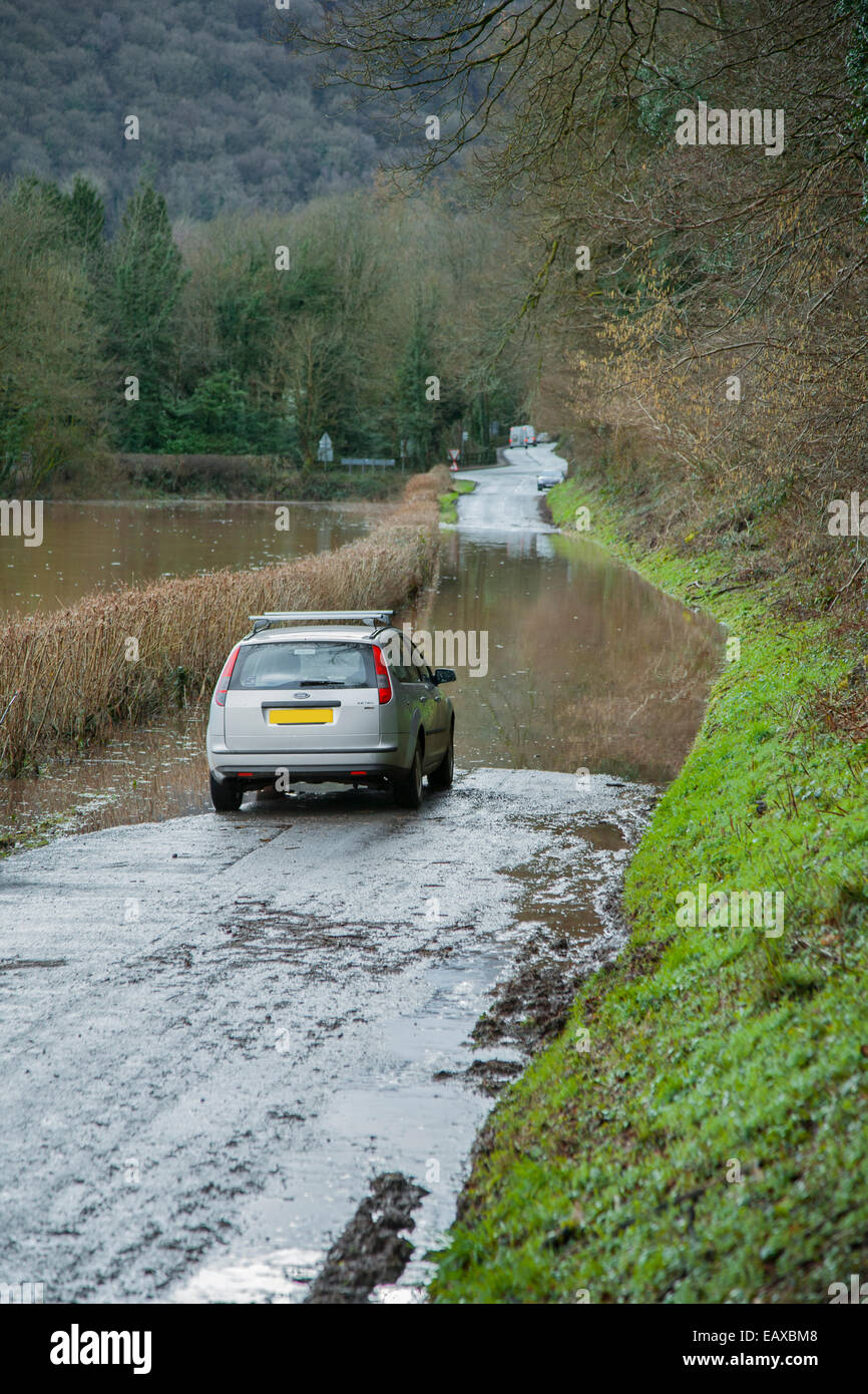 Car stopped on a flooded country road Stock Photo - Alamy