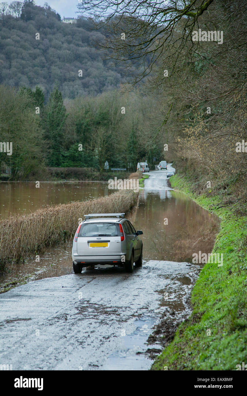 Car stopped on a flooded country road Stock Photo - Alamy