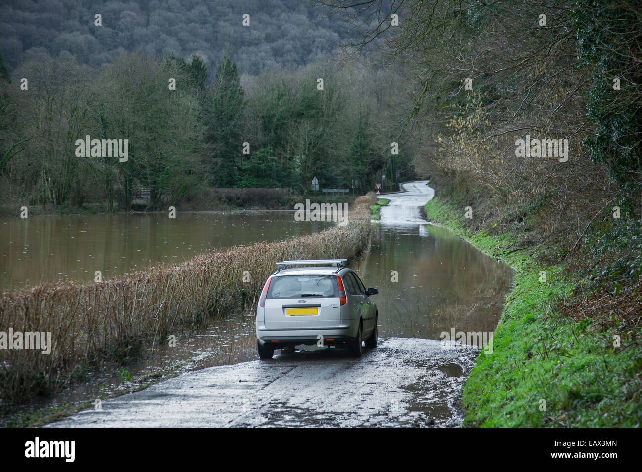 Car stopped on a flooded country road Stock Photo - Alamy