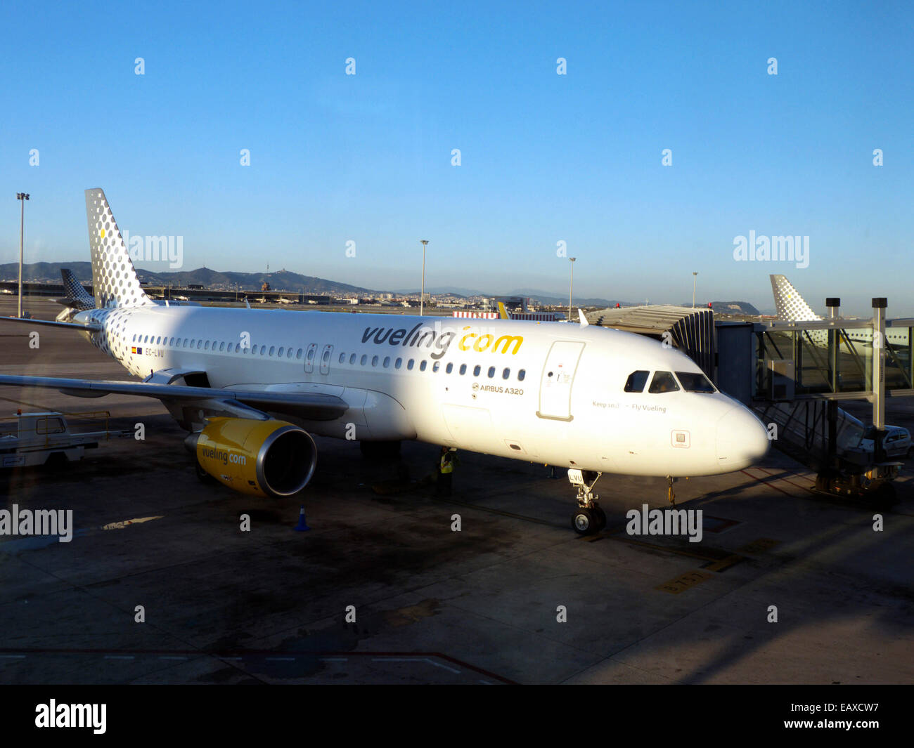Spanish airline Veuling airplane landed Stock Photo