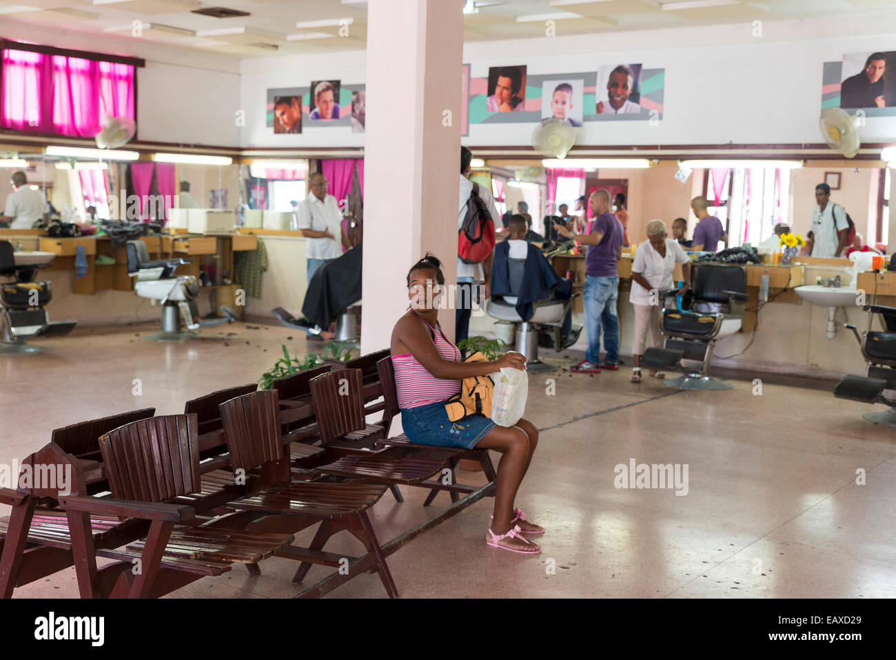 CIENFUEGOS, CUBA- MAY 7, 2014: Hair Salon for both sexes in Cienfuegos, Cuba Stock Photo