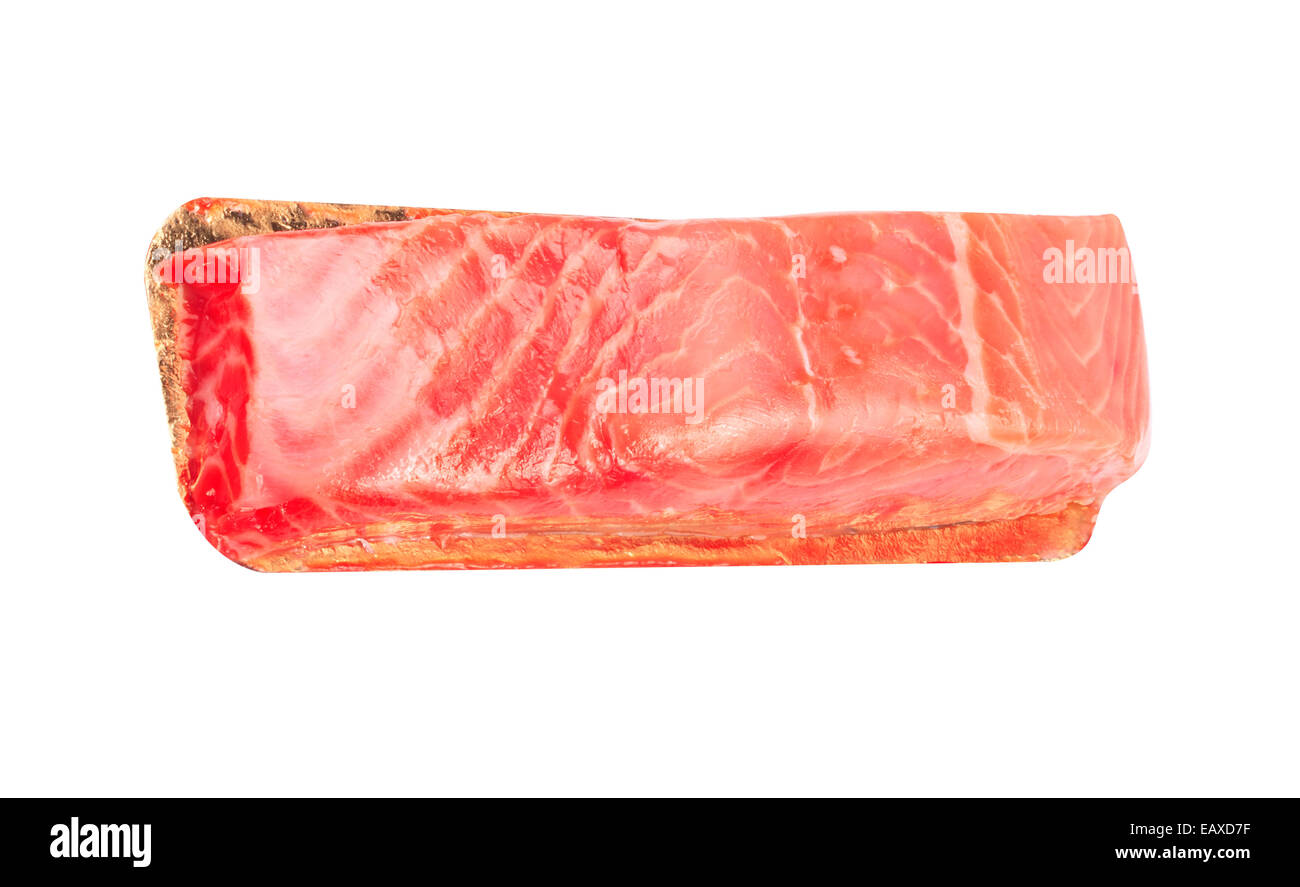 piece of red fish fillet isolated on white Stock Photo - Alamy