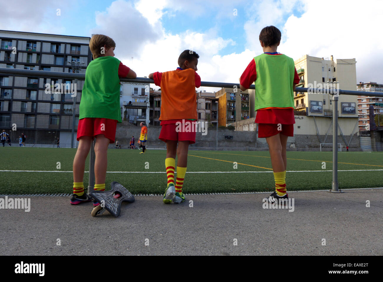 Spain Catalonia Barcelona Amateur football soccer player game Stock Photo